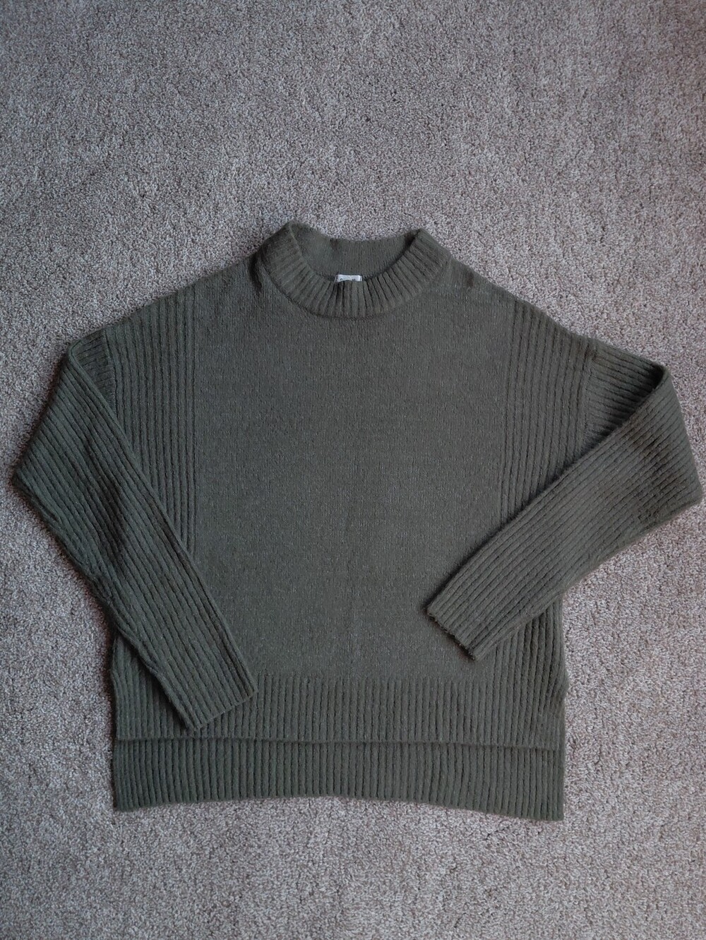 Garage Olive Green Mockneck Ribbed Sweater